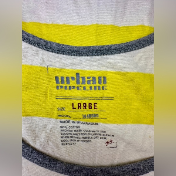 Urban Pipeline Men’s Large Sleeveless Summer Muscle Shirt Tank Yellow White Gray - Picture 3 of 6